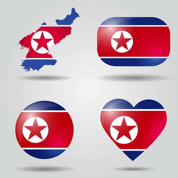 Nordkoreas Flagge gesetzt — Stockvektor