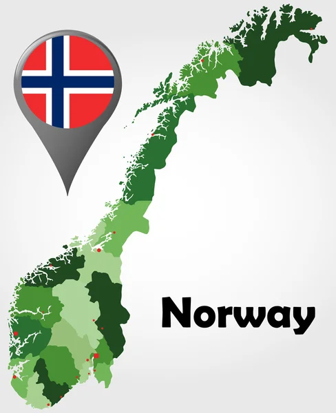 Politieke kaart van Noorwegen — Stockvector
