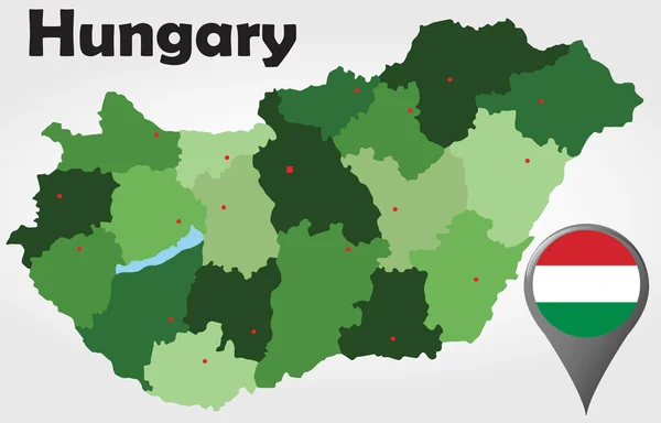 Mapa político húngaro — Vetor de Stock