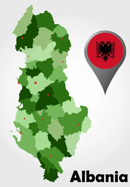 Mapa político de albania —  Vetores de Stock