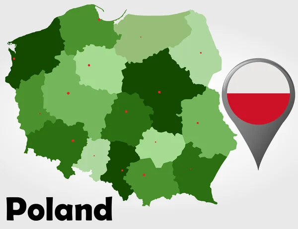 Poland mapa político — Vetor de Stock