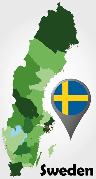 Mappa politica della Svezia — Vettoriale Stock