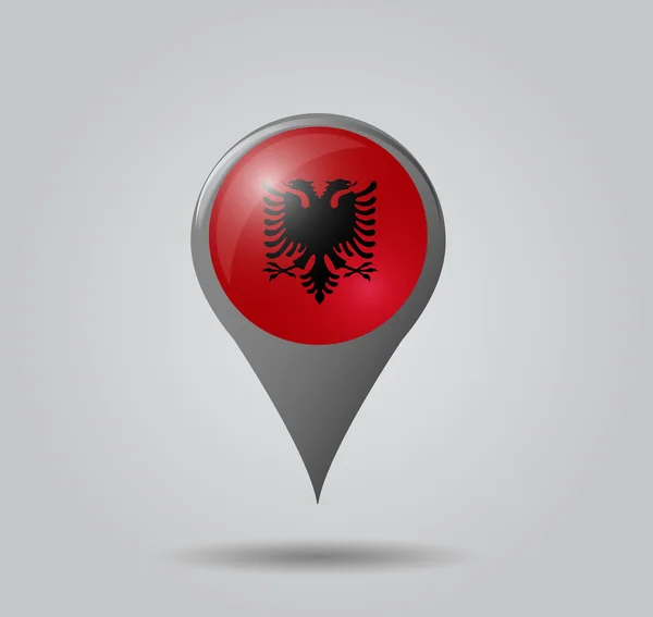 Puntero de bandera - Albania — Vector de stock