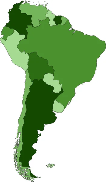 Politische Landkarte Südamerikas — Stockvektor