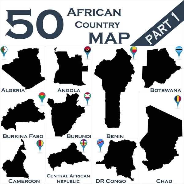 Set di paesi africani — Vettoriale Stock