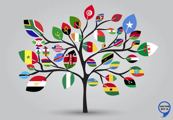 List vlajky Afriky v návrhu tree. — Stockový vektor