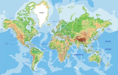 World map with labeling. clipart