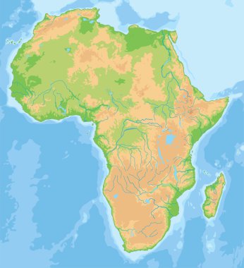 Afrika fiziksel harita.