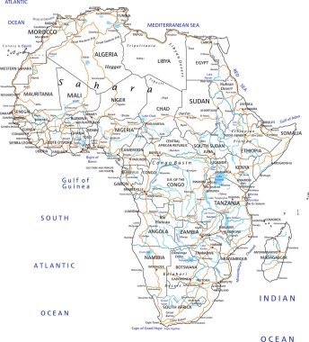 Africa road map clipart