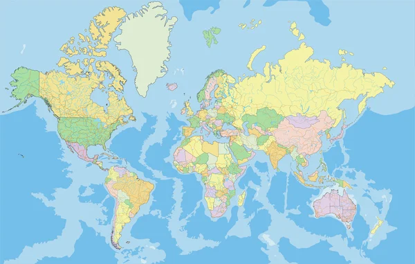 Mapa político mundial . — Vetor de Stock