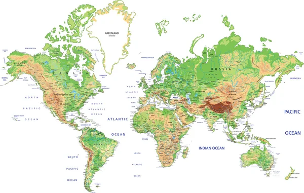 Wereldkaart met labeling. — Stockvector