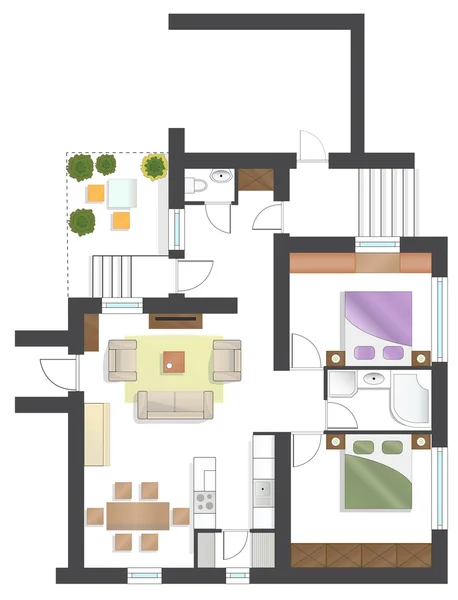 Plattegrond van een huis. — Stockvector