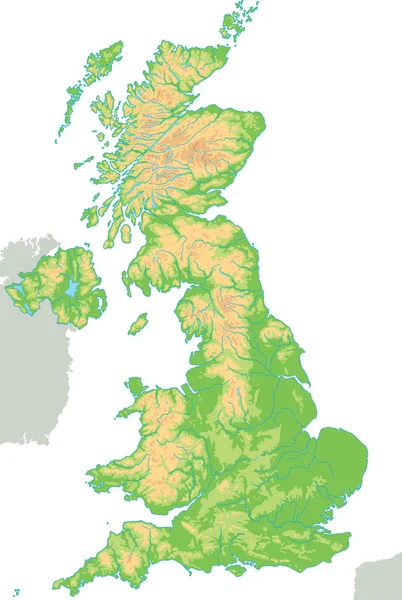 Fyzická mapa Velká Británie. — Stockový vektor