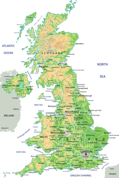 Reino Unido mapa físico — Vetor de Stock