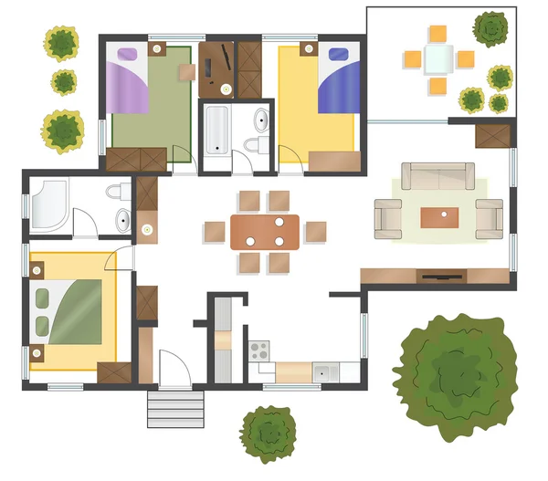 Plano de chão de uma casa . — Vetor de Stock