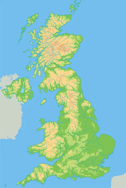 Förenade kungariket fysisk karta. — Stock vektor