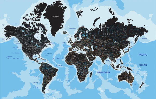 Carte routière mondiale avec étiquetage — Image vectorielle