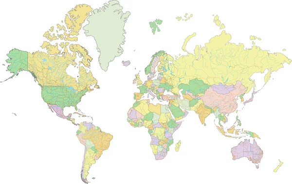 Mapa político mundial . — Archivo Imágenes Vectoriales