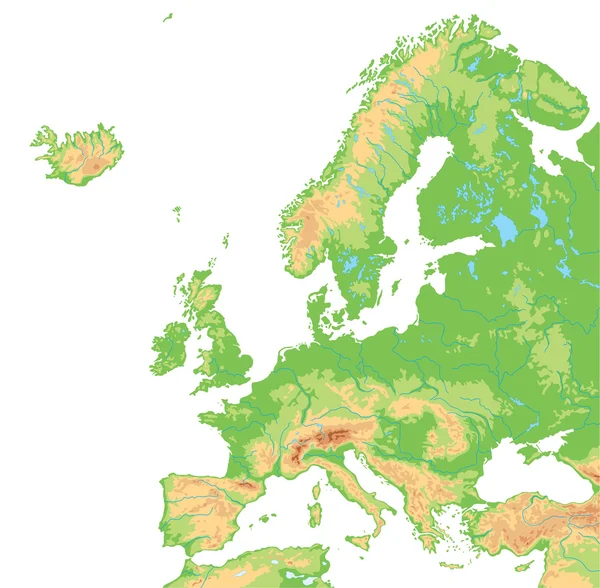 Europa mappa fisica . — Vettoriale Stock