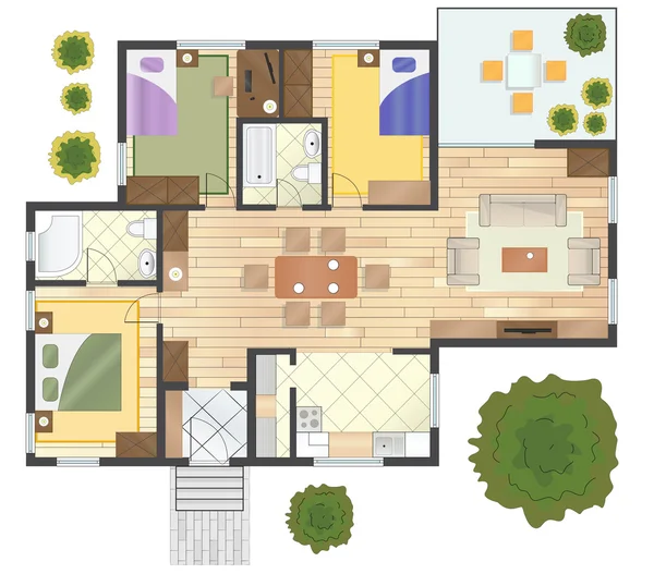 Plano de chão de uma casa . — Vetor de Stock