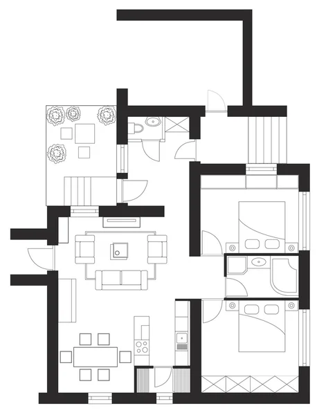 Plano de chão de uma casa . — Vetor de Stock