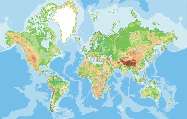 Mapa do mundo altamente detalhado . — Vetor de Stock