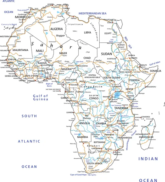 Afryka Mapa dróg — Wektor stockowy