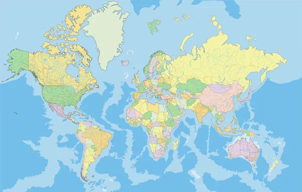 Mapa político mundial . Gráficos De Vetores