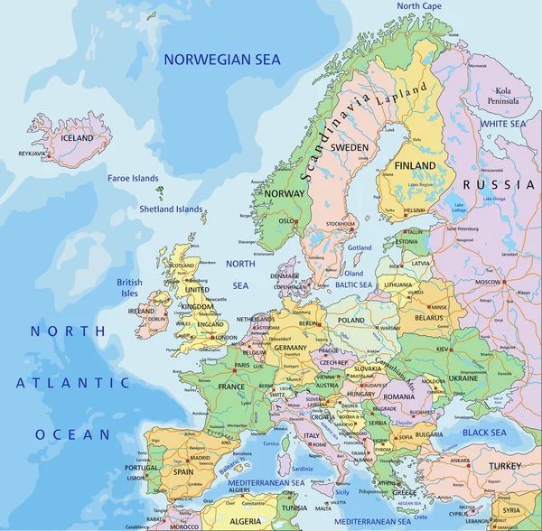 Mapa político da Europa Ilustrações De Stock Royalty-Free