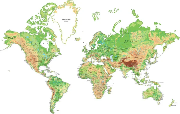 Mapa del mundo con etiquetado . Gráficos Vectoriales