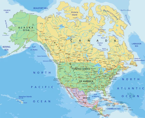 Mapa político de América del Norte Gráficos Vectoriales