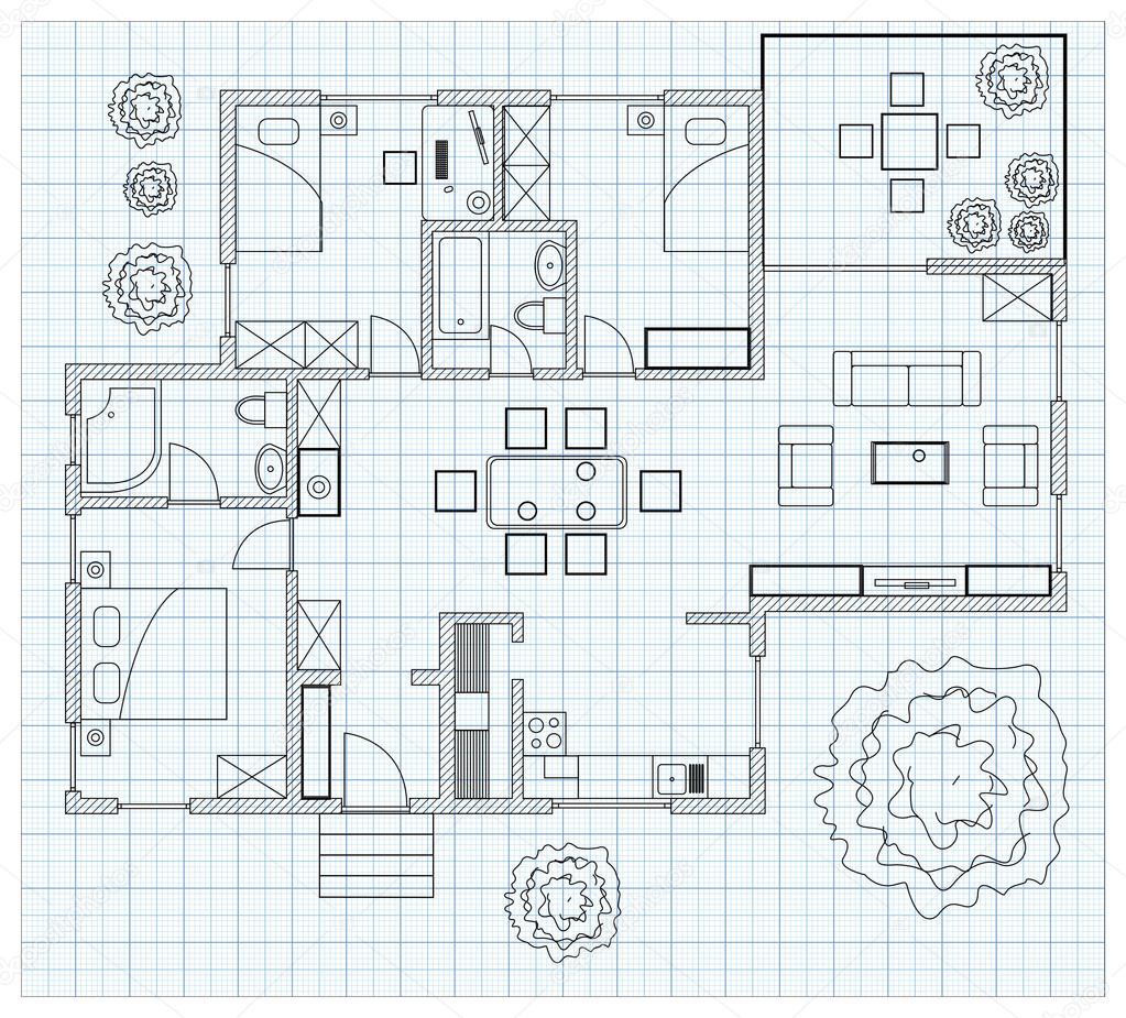 Floor Plan Sketch Of A House Stock Vector C Delpieroo 63375479