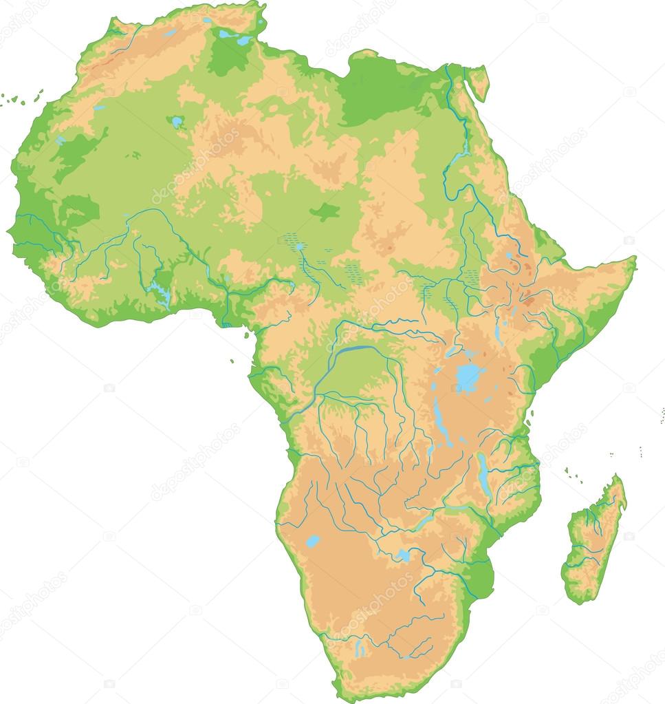 Africa physical map.