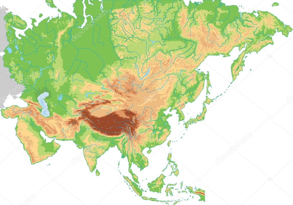 Asia physical map.