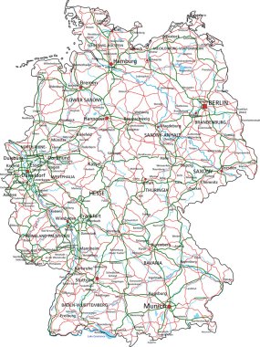 Almanya yol ve Otoyol Haritası.