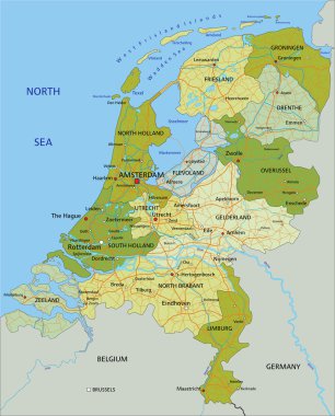 Netherlands - political map with separated layers.