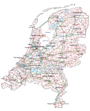Hollanda yol ve Otoyol Haritası.