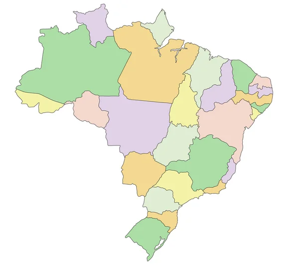Brasile - mappa politica . — Vettoriale Stock