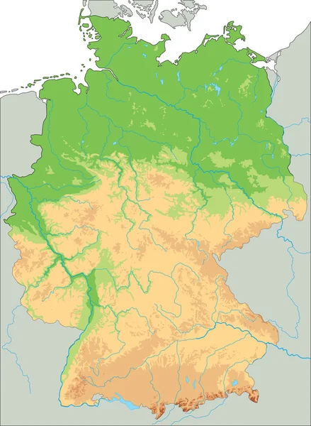 Germania mappa fisica . — Vettoriale Stock