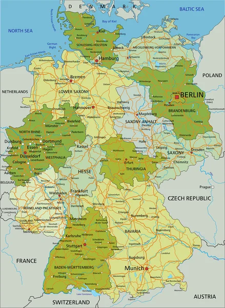 Alemania - mapa político con capas separadas . — Vector de stock