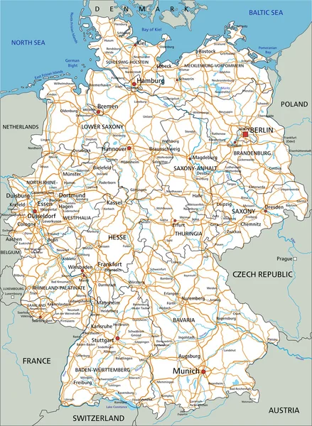 Germania road map con etichettatura . — Vettoriale Stock