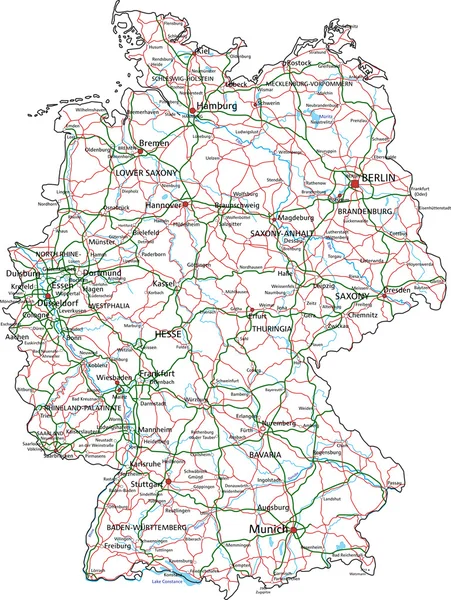 Deutschland Strassen- und Autobahnkarte. — Stockvektor