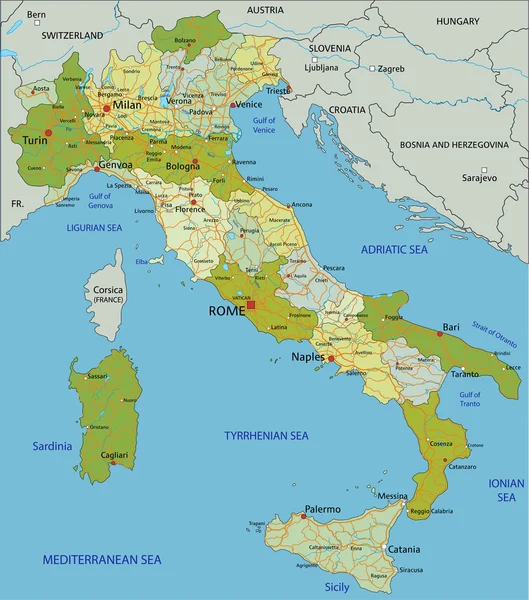 Italy - political map with separated layers. — ストックベクタ