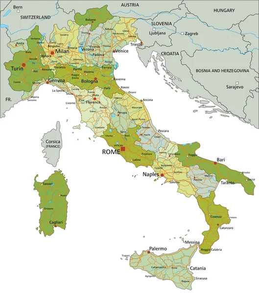 Italia - mappa politica — Vettoriale Stock