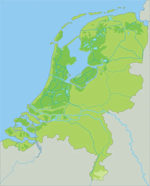 Physikalische Karte der Niederlande. — Stockvektor
