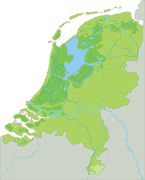 Physikalische Karte der Niederlande. — Stockvektor