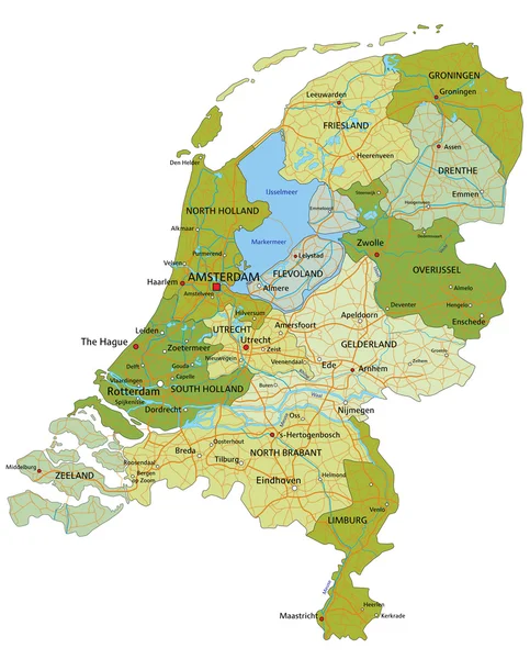 Países Baixos - Mapa político —  Vetores de Stock