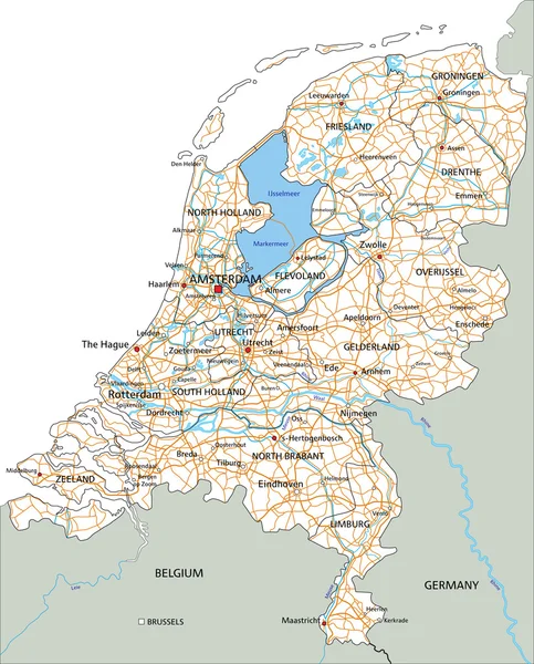 Niederlande Roadmap mit Beschriftung. — Stockvektor