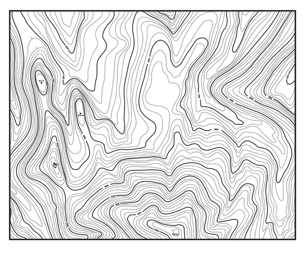 Mappa topografica con linee di contorno — Vettoriale Stock