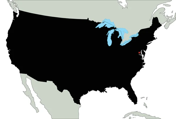 Ιδιαίτερα λεπτομερή σιλουέτα Ηνωμένες Πολιτείες Χάρτης아메리카 합중국의 실루엣 지도. — 스톡 벡터